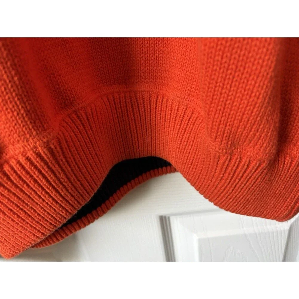 VTG Tommy Hilfiger Sweater Mens L Orange Logo Heavy Knit Crewneck Sweatshirt 90s